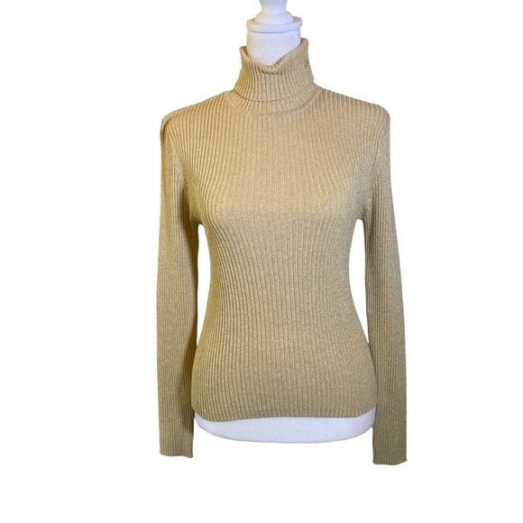 SLIDEWEAR western show top women's S/M ribbed gold tan metallic Bling embroidery - Picture 2 of 12